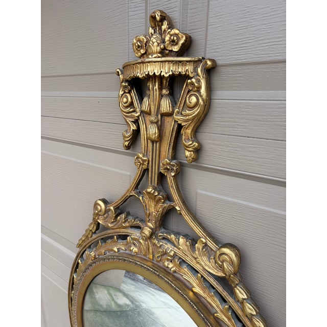 Mid 20th Century Mid-20th Century Robert Adam Style Giltwood Convex Wall Mirror For Sale - Image 5 of 13