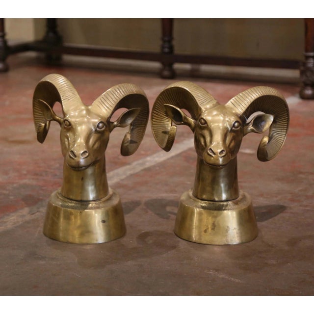 Decorate a wall, a shelf or a man's study with this elegant pair of vintage sculptures. Crafted in France circa 1970 and...