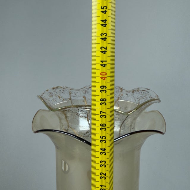 Double Artistic Glass Vase in Amber with Gold Leaf Crackle from Velab Artigiani del Vetro, 1970s For Sale - Image 10 of 11