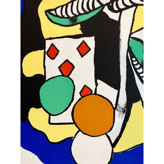 Modern (after) Fernand Léger, Fernand Leger School Prints Colorful Modernist King of Hearts Drawing Lithograph, c.1949 For Sale - Image 3 of 6