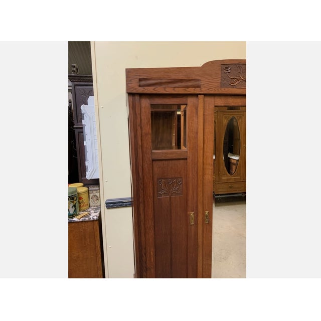 Antique Art Nouveau Wardrobe in Oak, 1910 For Sale - Image 4 of 13