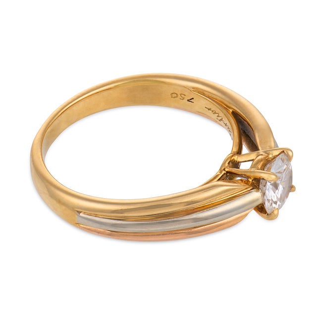 Cartier Cartier Vintage 0.50 Carat Diamond 18k Tricolor Gold Engagement Ring, Size 5.5 For Sale - Image 4 of 6
