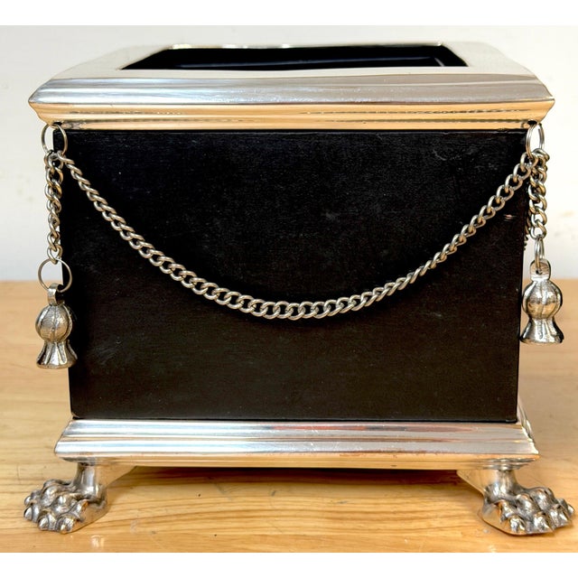 Late 18th Century Pair Russian-Style Neoclassical Silverplated Bronze & Leather Paw Feet Cachepots For Sale - Image 5 of 12