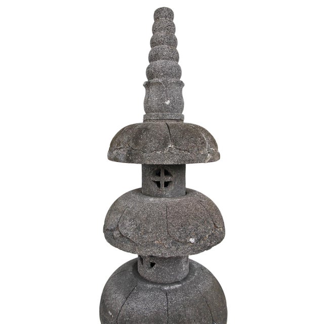 Asian Vintage Round Lava Stone Garden Pagoda For Sale - Image 3 of 3