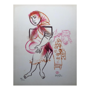 William GropperWomen, Dishes, Shtetl Americana Judaica Lithograph WPA Social Realist Artist