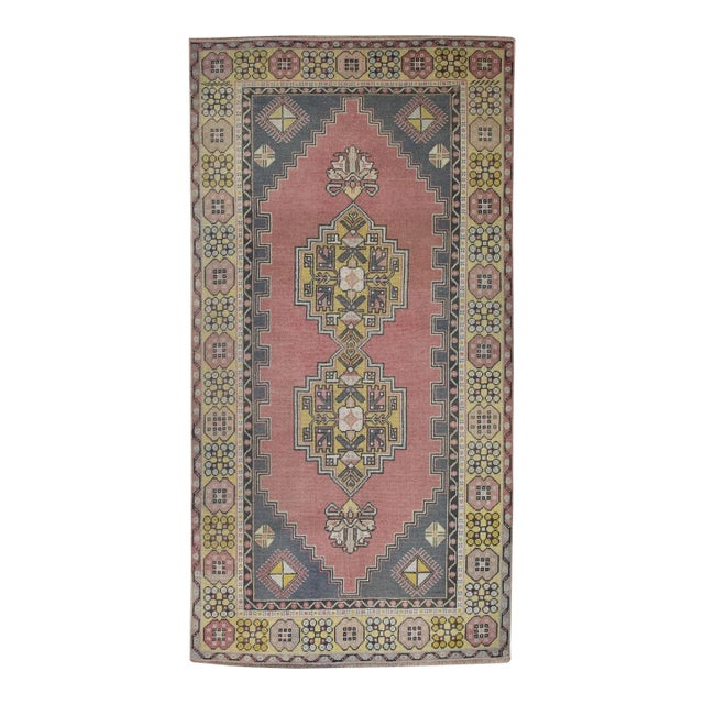 Vintage Turkish Rug 3'9" x 7'4" For Sale
