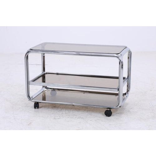 Mid-Century Chrome and Smoked Glass Serving Trolley, 1970s For Sale - Image 4 of 15