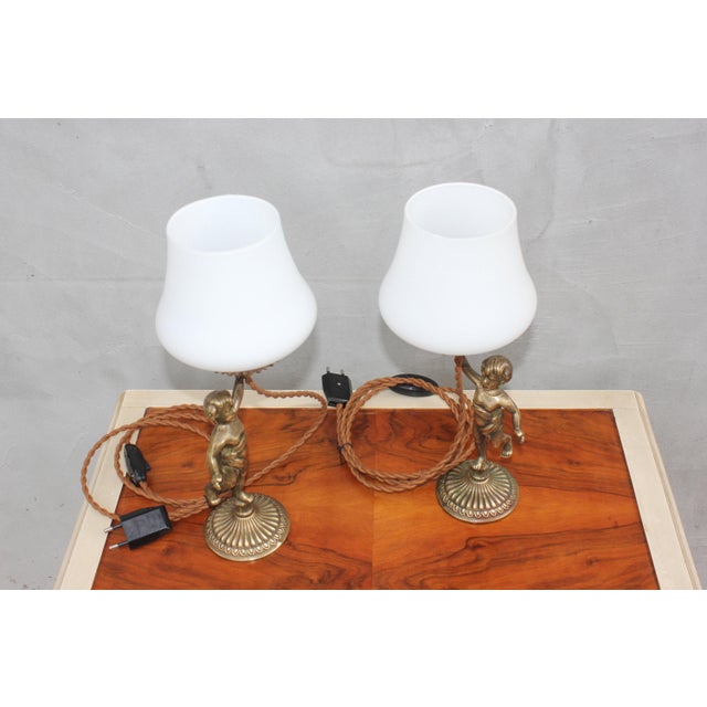 Baroque Vintage Cherub Bedside Lamps in Brass For Sale - Image 3 of 10