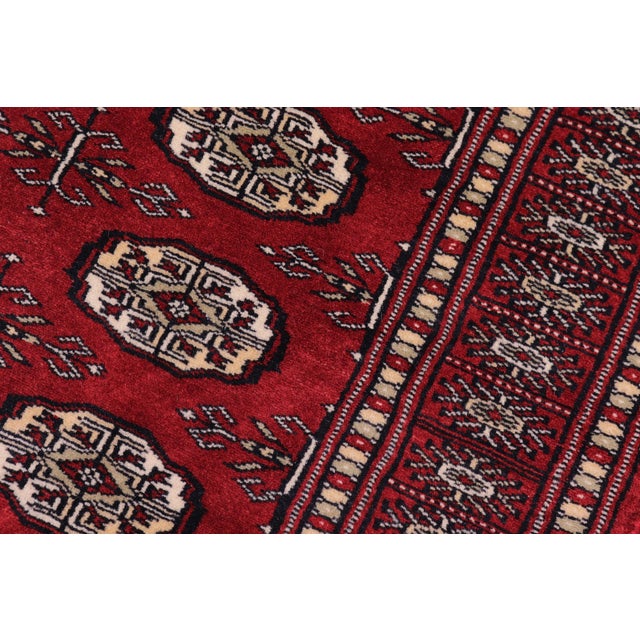Red Tribal Bokhara Red/Beige Hand Knotted Wool Rug Runner For Sale - Image 8 of 9