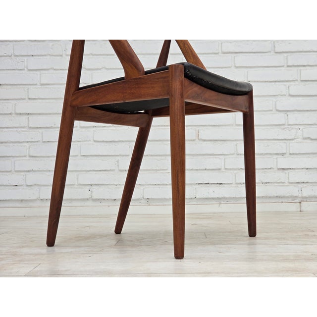 Wood Danish Model 31 Armchairs in Leather and Teak by Kai Kristensen, 1960s, Set of 4 For Sale - Image 7 of 18