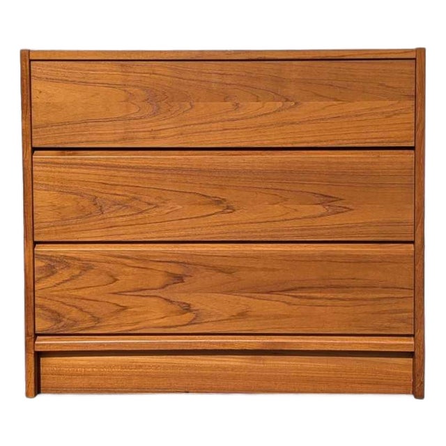 1960s Petite Danish Modern Teak Three-Drawer Dresser or Nightstand For Sale