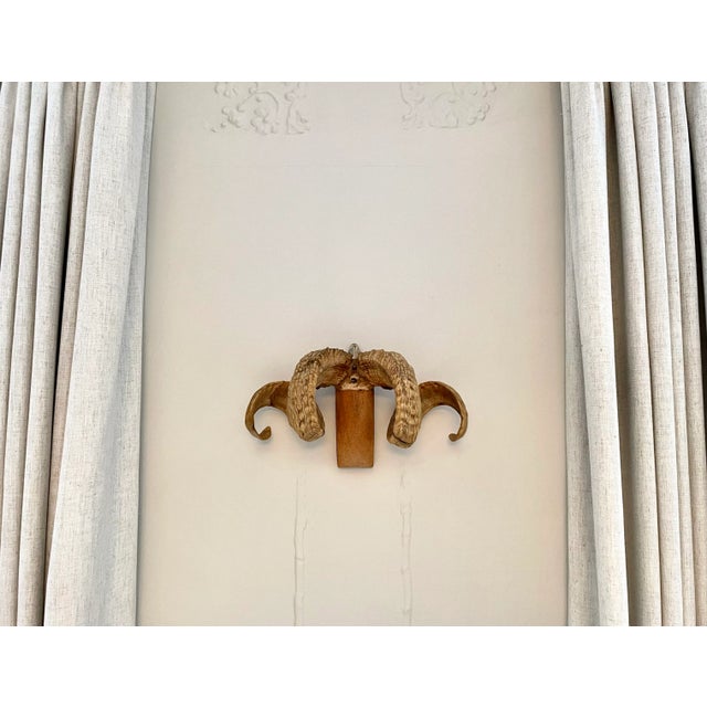 Cream Mid 20th Century Folk Art Ram's Horn Wall Mount For Sale - Image 8 of 13