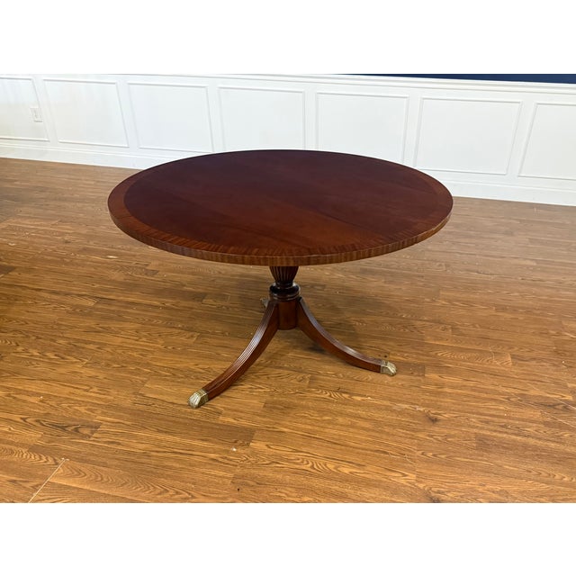 Traditional 48” Round Mahogany Accent Foyer Table by Leighton Hall - Showroom Sample For Sale - Image 3 of 15