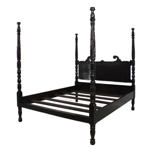 Ralph Lauren King Size Black Plantation Poster Bed For Sale