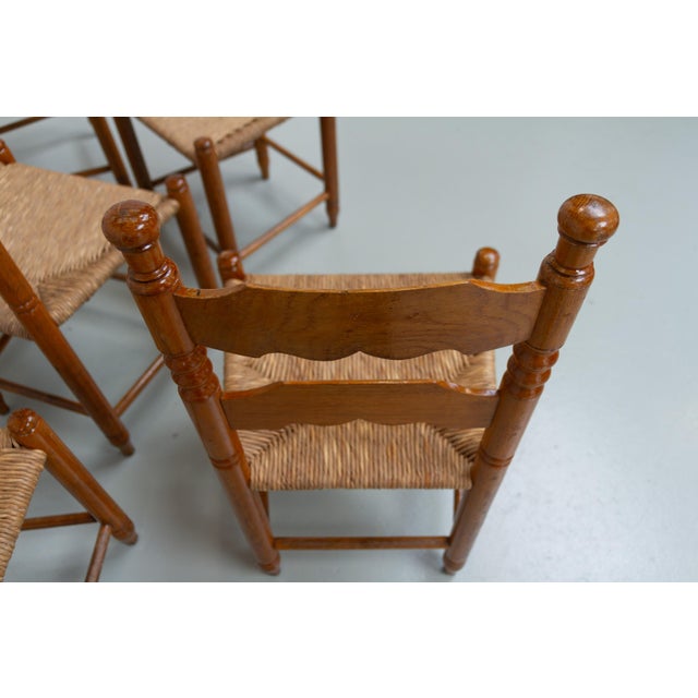 Danish Oak Chairs with Rush Seats in Seagrass by Hans Dau, 1940s, Set of 6 For Sale - Image 11 of 18