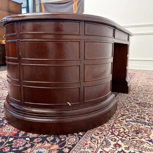 Wood Large Classic English Oval Desk For Sale - Image 7 of 18