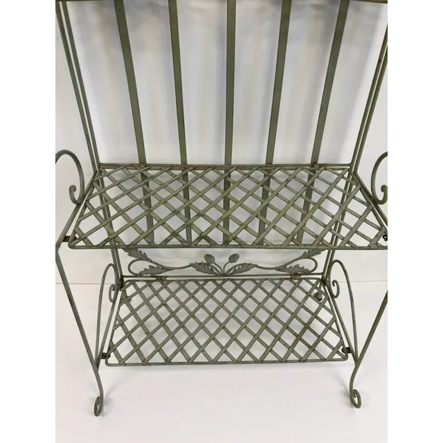 1970s Vintage Wrought Iron Shelf – Decorative Metal Bakers Rack With Floral Motif For Sale In Orlando - Image 6 of 7