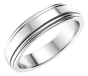 5.8 MM WIDE BEVELED EDGE Platinum Plain Wedding Band Ring 14.5 Grams, Estate