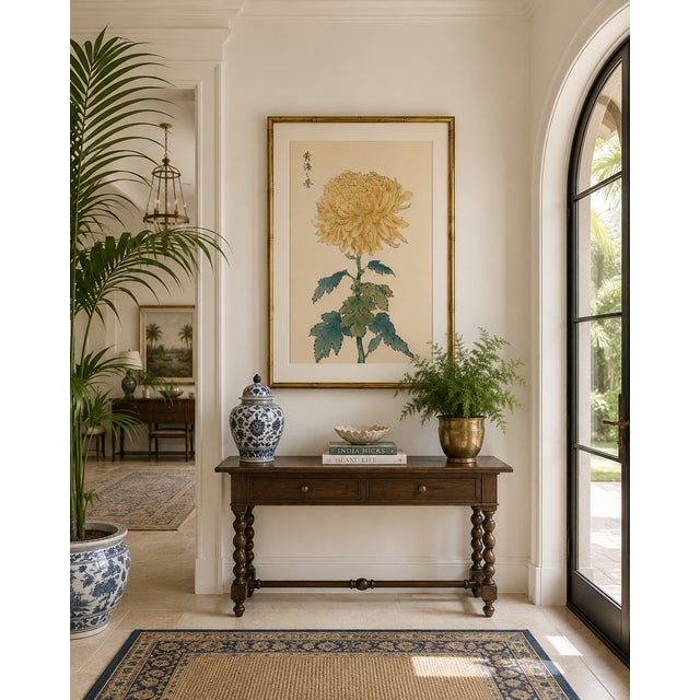 Gold Yellow Mum by Hasegawa, Vintage Japanese Botanical Art Print, 40" X 60" For Sale - Image 8 of 10