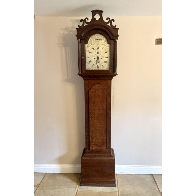 Antique George III Oak Arched Dial Long Case Clock, 1800 For Sale - Image 10 of 10