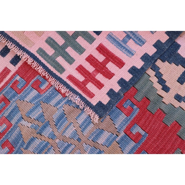 1970s Geometric Design Kilim Rug With Natural Dyes For Sale - Image 9 of 10