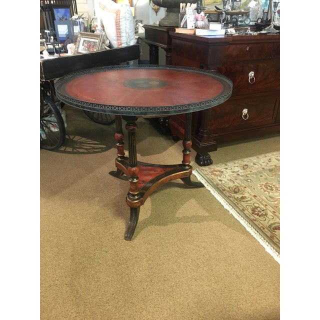 1980s English Traditional Tooled Leather Center Table For Sale - Image 12 of 12