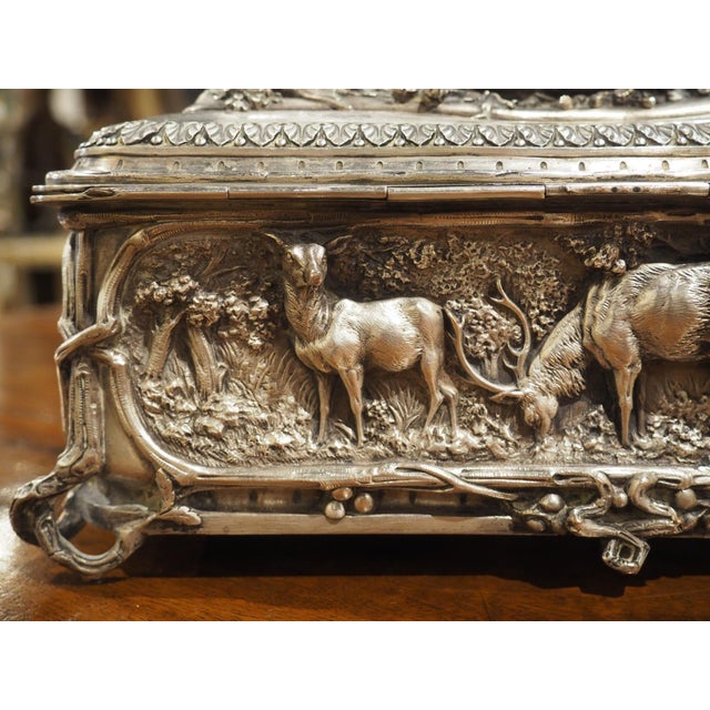 A Finely Cast Silvered Bronze Table Casket by L. Oudry, Paris, Circa 1865 For Sale - Image 17 of 18