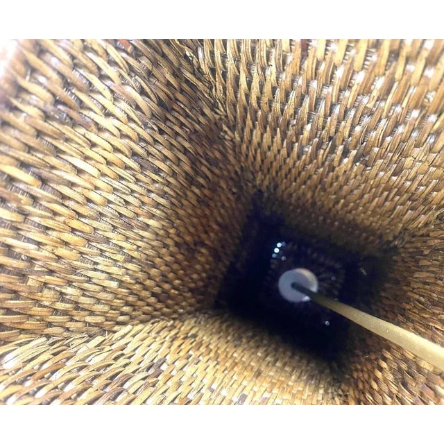 Conical-Shaped Woven Rattan Table Lamp, 1970s For Sale - Image 10 of 11