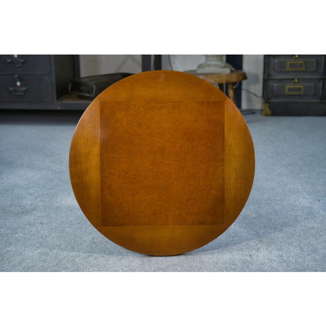 Brown Circular Brass, Elm and Elm Burl Side Table, 1940s For Sale - Image 8 of 11