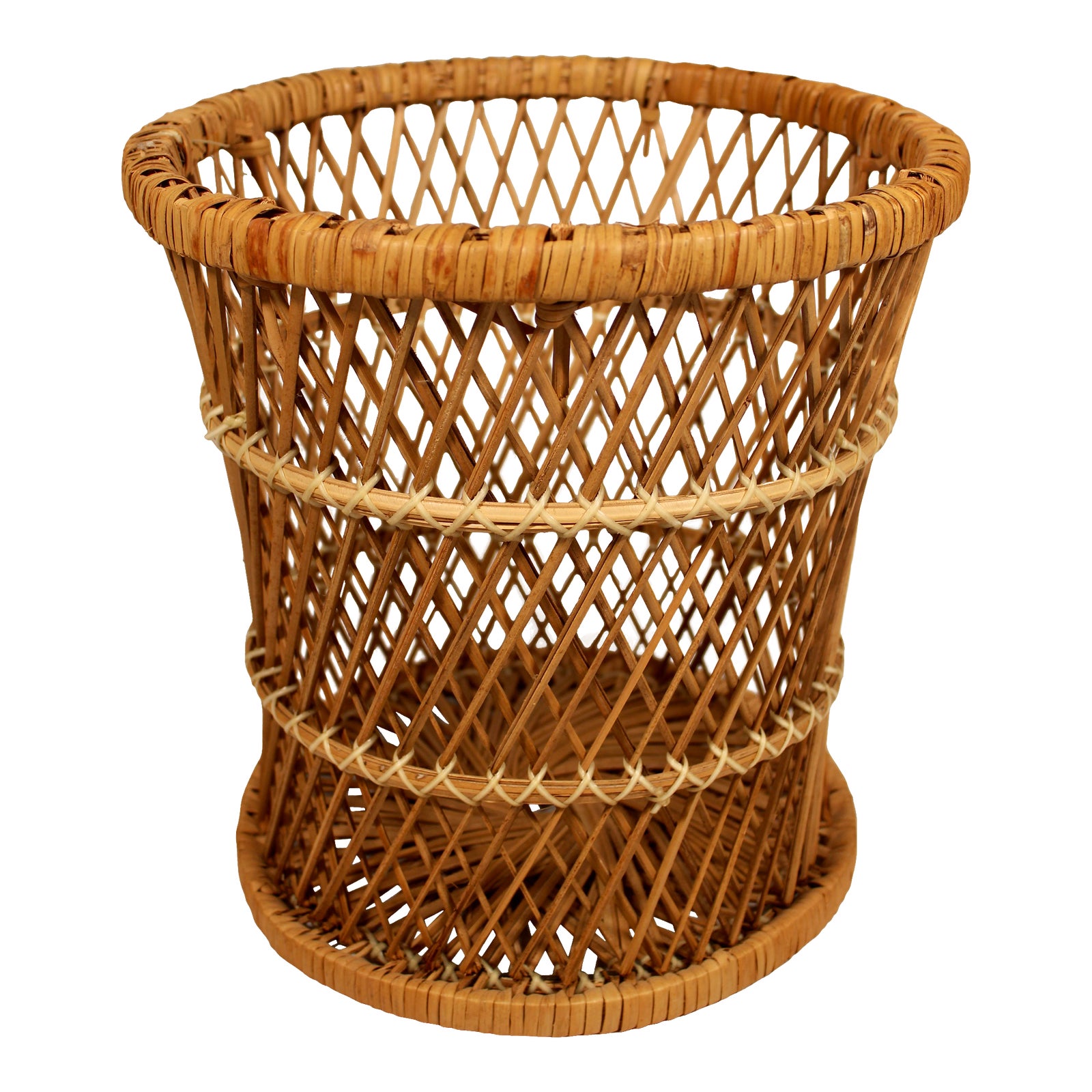 Vintage Boho Chic Wicker Wastebasket / Planter Chairish