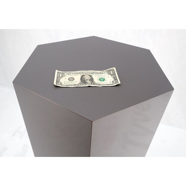 Grey Laminate Aluminum Base 36" Tall Hexagon Shape Mid-Century Modern Pedestal.