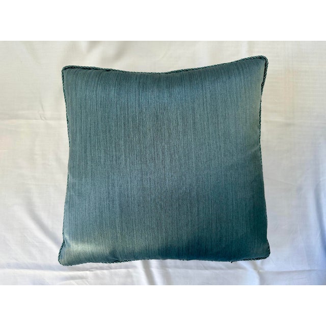 Set of 4 Custom Blue Green Silk-Cotton Pillows For Sale - Image 4 of 12