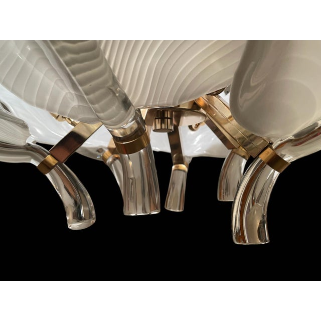 1970s Six Leaf Handblown Murano Glass Chandelier by Franco Luce 1970's For Sale - Image 5 of 14