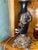 1940s French Victorian Electrified Oil Lamp With Etched Hand Blown Globe and Clear Chimney With Brass Base For Sale - Image 4 of 9