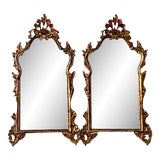 Image of Vintage Regency Italian Carved Wood Gilt Mirrors - a Pair For Sale