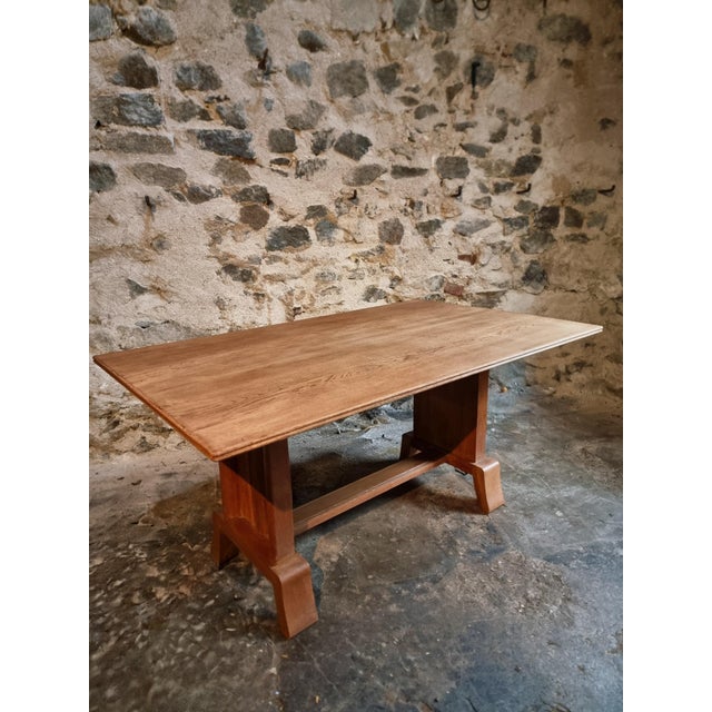 French Art Deco Oak Dining Table, 1930s For Sale - Image 12 of 14