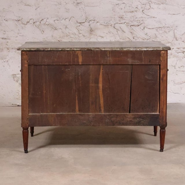 French 19th Century Louis XVI 3 Drawer Chest With Grey Marble Top For Sale - Image 3 of 8