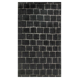 Oversized Contemporary Geometric Tibetan Black Rug by Doris Leslie Blau For Sale