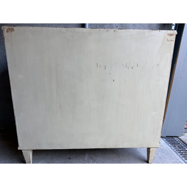 Wood Gustavian or Swedish Creme Painted Distressed Dresser Console Table Circa 1920s For Sale - Image 7 of 11