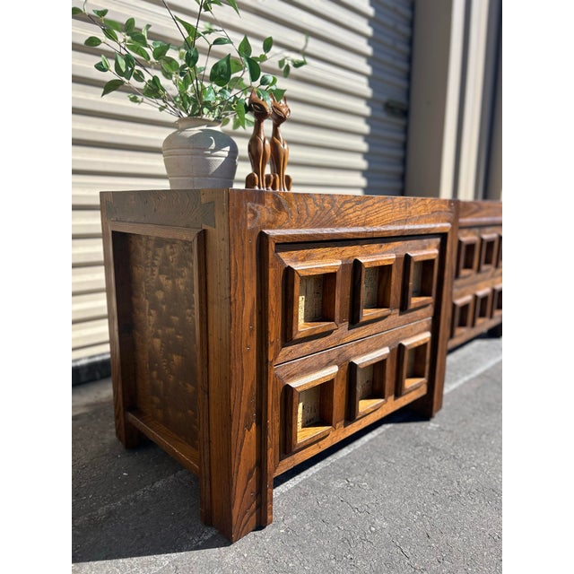 Modern Mid Century Vintage Brutalist Nightstands Pair For Sale - Image 3 of 5