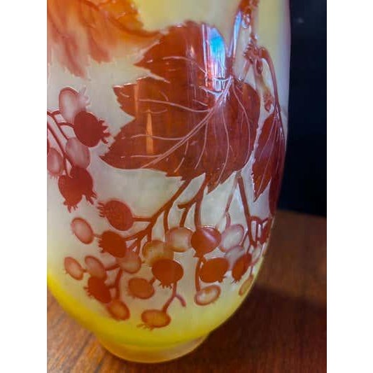 Early 20th Century Émile Gallé Art Nouveau Cameo Glass Vase, Red Berry Motif, 1900 For Sale - Image 5 of 8