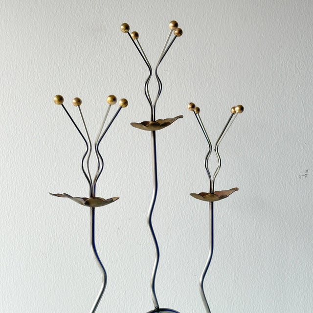 Metal Tony Evans(1942-2009) Three Candle Candelabra For Sale - Image 7 of 12