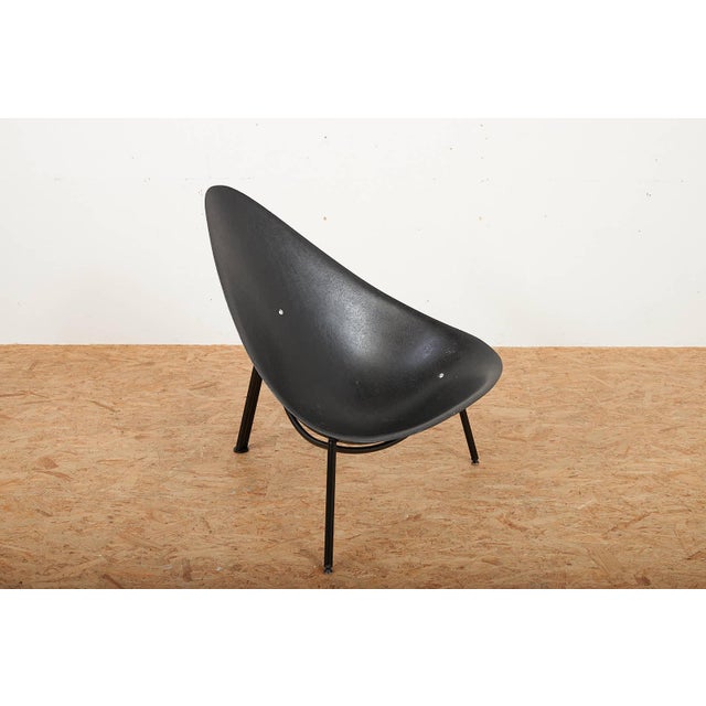 Tripod Easy Chair in Black Tubular Steel and Black Fiberglass Seat Shell by Ed Mérat for Unbekannt, 1958 For Sale - Image 4 of 14