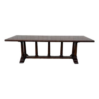 Large Refectory Trestle Dining Table Jacobean Style by Theodore Alexander For Sale