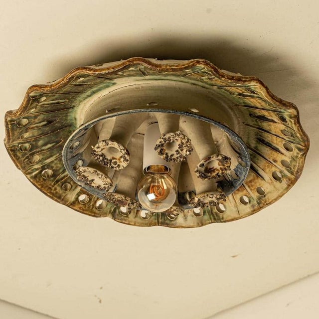 Vintage Danish Ceramic Wall Light in the style of Axella, 1970 For Sale - Image 8 of 13