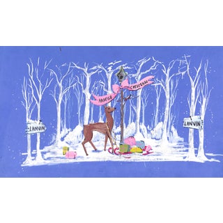 1950s Lanvin of Paris Original Advertising Watercolor Christmas Artwork For Sale