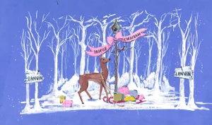 1950s Lanvin of Paris Original Advertising Watercolor Christmas Artwork