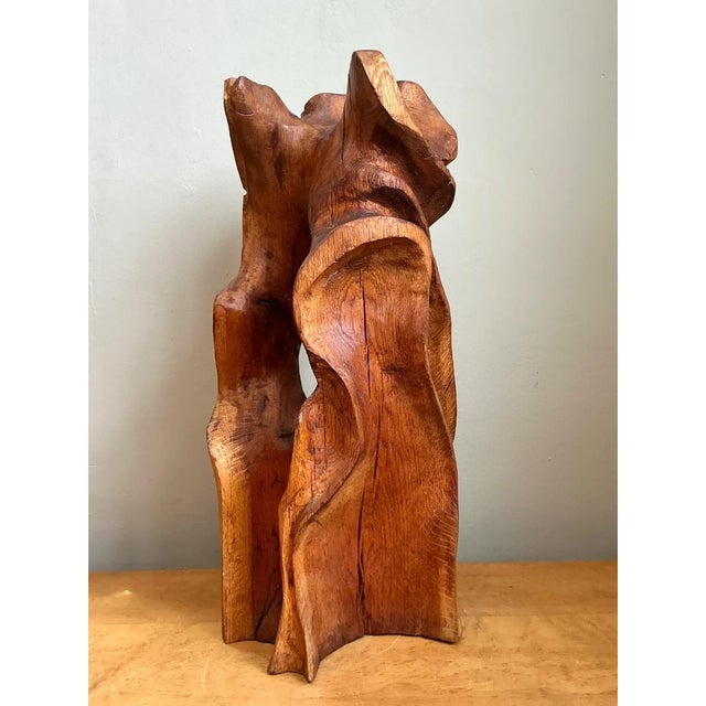 Mid 20th Century Vintage Abstract Carved Wood Sculpture For Sale - Image 5 of 12