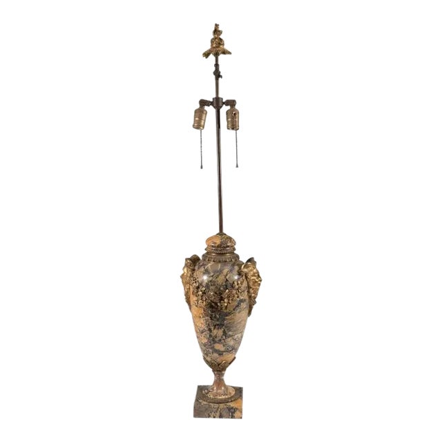 French 19th Century Bronze & Marble Satyr Lamp For Sale