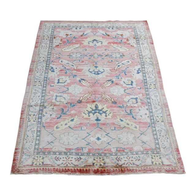 1970s HandMade Turkish Oushak Rug -6' 7'' X 9' 8'' For Sale